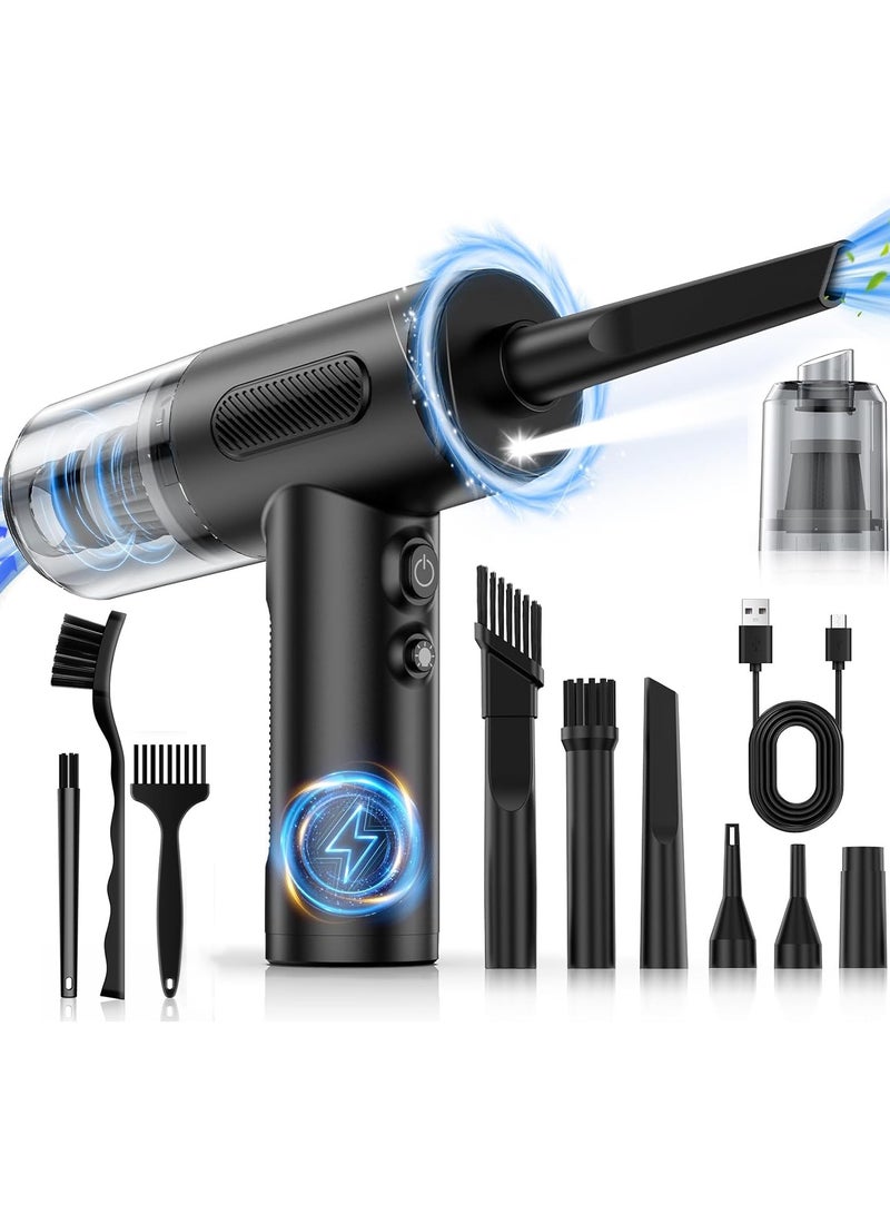 3 في 1 منفضة هواء مضغوط محمولة باليد للسيارة/منفاخ هواء ومضخة، 3 سرعات قابلة للتعديل منفضة هواء كهربائية ولوحة مفاتيح مع إضاءة LED لأجهزة الكمبيوتر المكتبية - Image 2