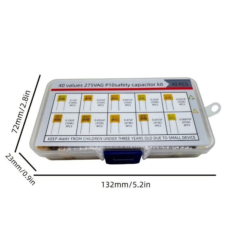 Safety Capacitor Polypropylene Film Kit 40pcs 10 Specifications 0.001uF 0.47uF - Image 3
