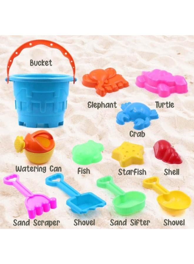 Sand Game Castle Building Plastic Beach Toy Set for Kids Summer Fun Creative Activity Playset &12 Piece Plastic Sand Game Beach Toy Set, Multicolour - Image 1
