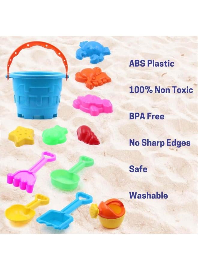 Sand Game Castle Building Plastic Beach Toy Set for Kids Summer Fun Creative Activity Playset &12 Piece Plastic Sand Game Beach Toy Set, Multicolour - Image 2
