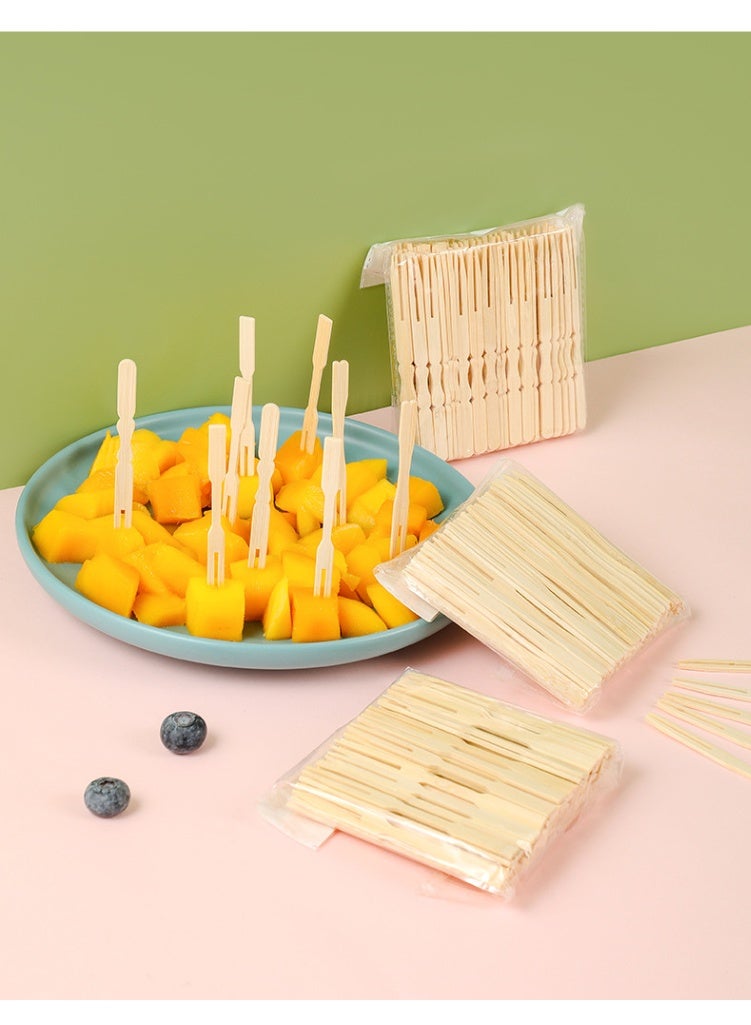 100 bamboo appetizer forks, mini bamboo forks (for charcuterie platter accessories), fancy appetizer toothpicks, small fruit food picks for party supplies  - Image 5