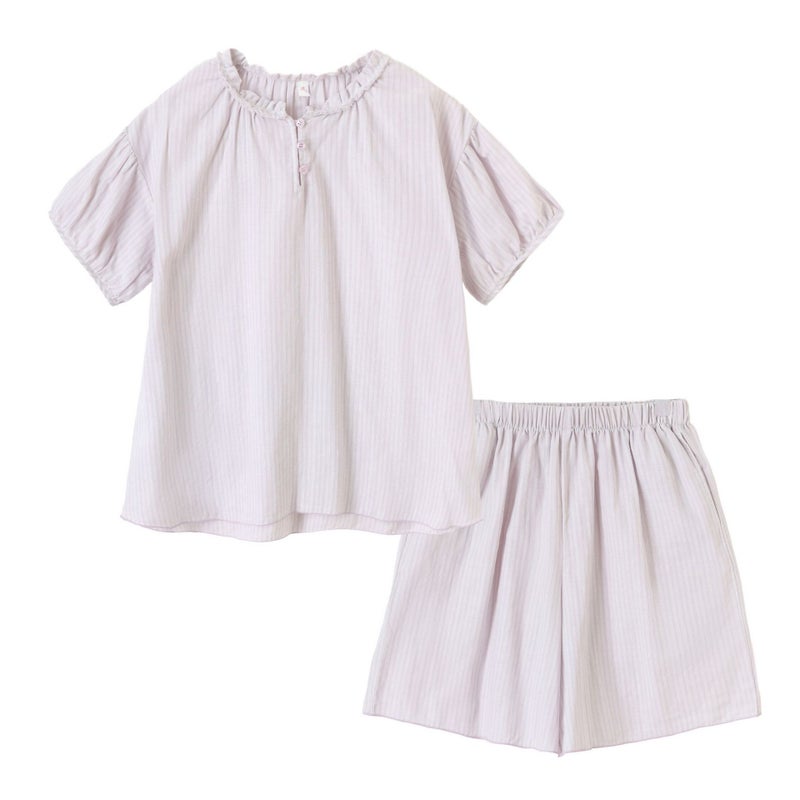 Women's Cotton Striped Sleepwear Set with Lace Trim - Image 5