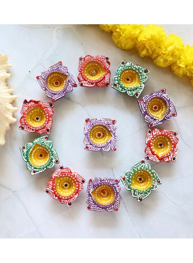 Indian Karigar 12 Diya for Diwali Diyas for Diwali Festival Terracotta Decorative Diyas for Diwali Decoration Items for Home Decor Diwali Diya Light Diwali Gifts for Family (Diwali Decoration Items) - Image 1