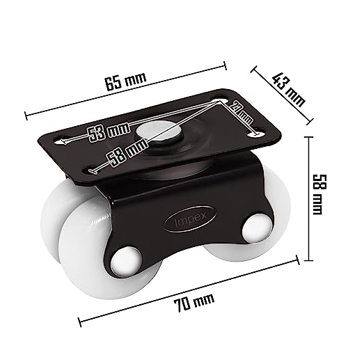 IMPEX Four Wheel Castor - Heavy Duty 150 Kg Load Capacity Four Wheel Caster for Shopping Trolley, Furniture Table & Other equipment (4-WHEEL-REVOLVING-PACK-OF-8) - Image 3