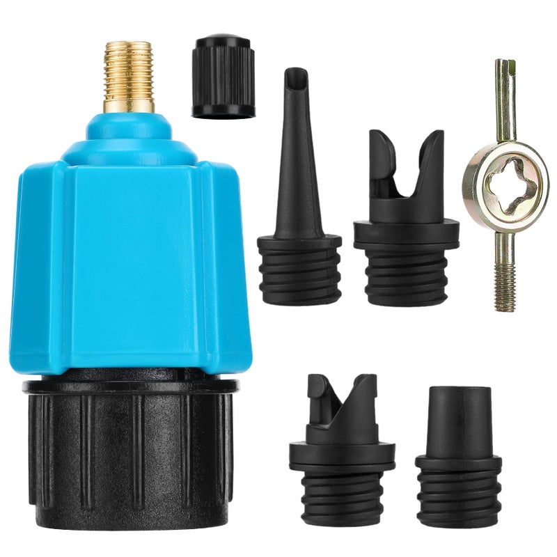 PAMASE Inflatable SUP Pump Valve Adapter Set - Standard Air Valve Adapter with 4 Nozzles, Air Pump Converter for Kayaking Surfboard Inflatable Bed Boat Stand Up Paddle Board Dinghy - Image 1