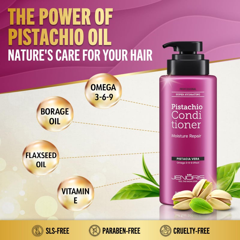 Jenoris Pistachio Conditioner for Colored & Dry Hair 500 ML Professional Hair Care Products for Women and Men. [Pistachio and Borage Oils] - Image 2