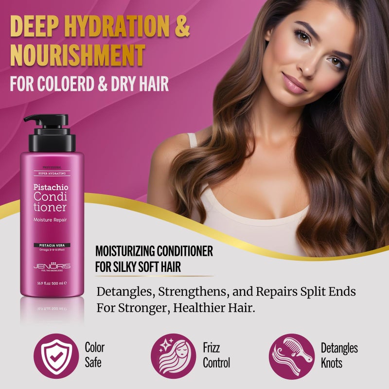 Jenoris Pistachio Conditioner for Colored & Dry Hair 500 ML Professional Hair Care Products for Women and Men. [Pistachio and Borage Oils] - Image 4