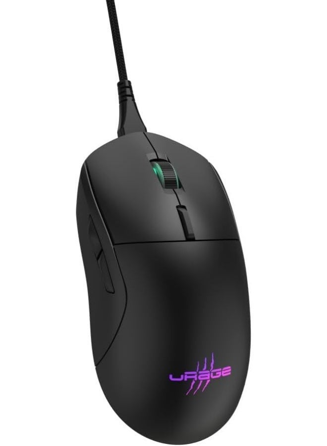 uRage | Reaper 250 Wired Gaming Mouse (Rainbow LED, Ultra Light, Right-Handed, 6 Programmable Buttons, 6200 dpi, Optical Sensor, Software, Removable Cable) Black - Image 2