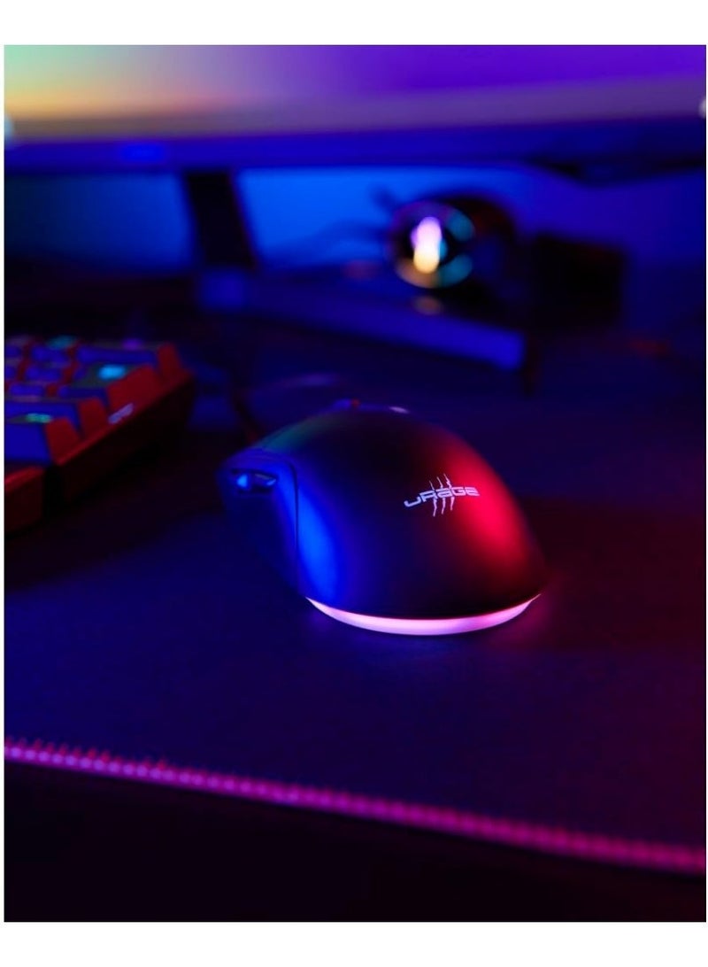 uRage | Reaper 250 Wired Gaming Mouse (Rainbow LED, Ultra Light, Right-Handed, 6 Programmable Buttons, 6200 dpi, Optical Sensor, Software, Removable Cable) Black - Image 5