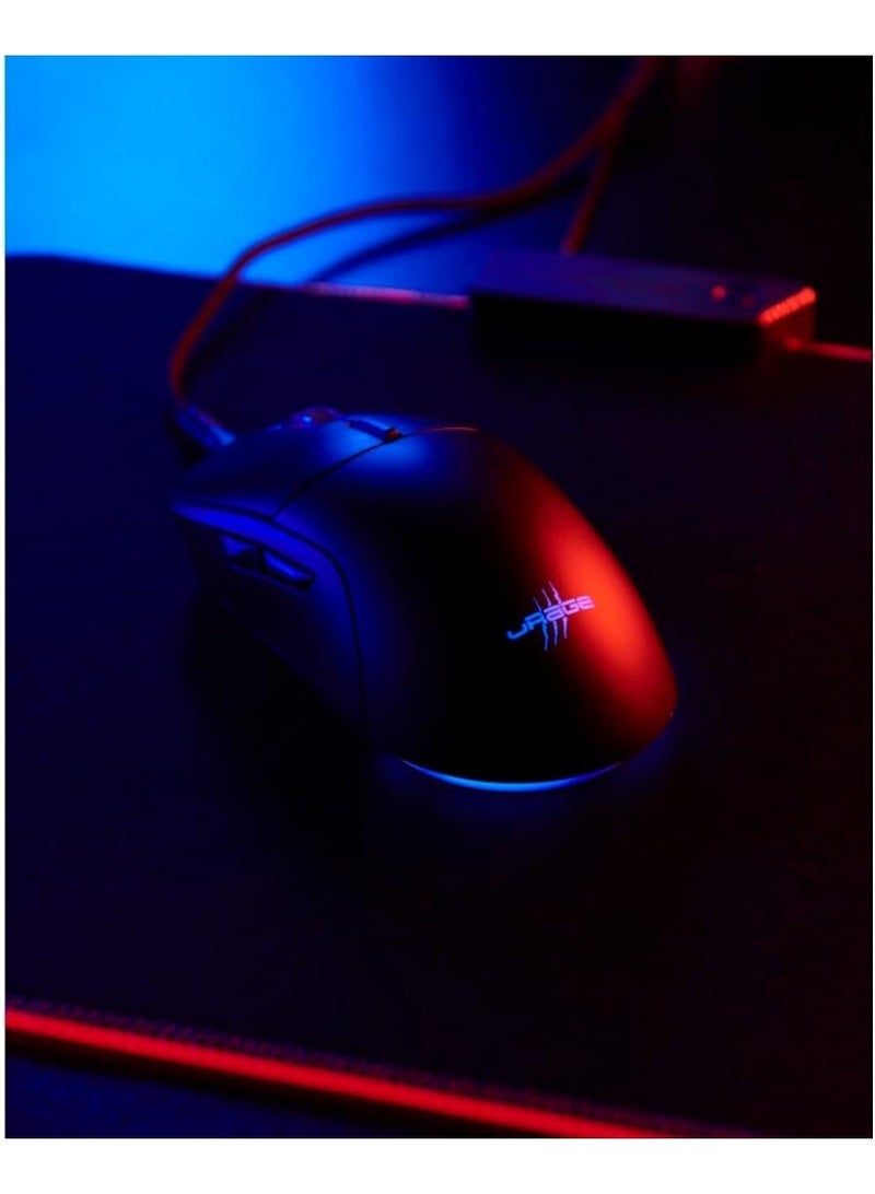 uRage | Reaper 250 Wired Gaming Mouse (Rainbow LED, Ultra Light, Right-Handed, 6 Programmable Buttons, 6200 dpi, Optical Sensor, Software, Removable Cable) Black - Image 4