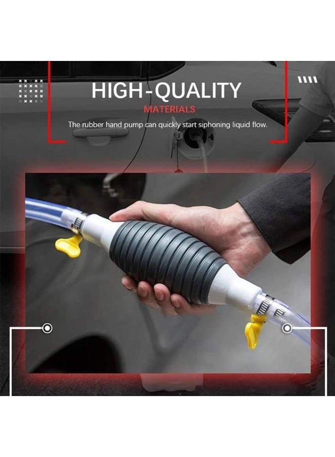 Car Fuel Tank Sucker Newest High Flow Siphon Hand Pump Portable Manual Car Fuel Transfer Pump For Gas Gasoline Petrol Diesel Oil Liquid Water Fish Tank With 2M Syphon Hose - Image 2