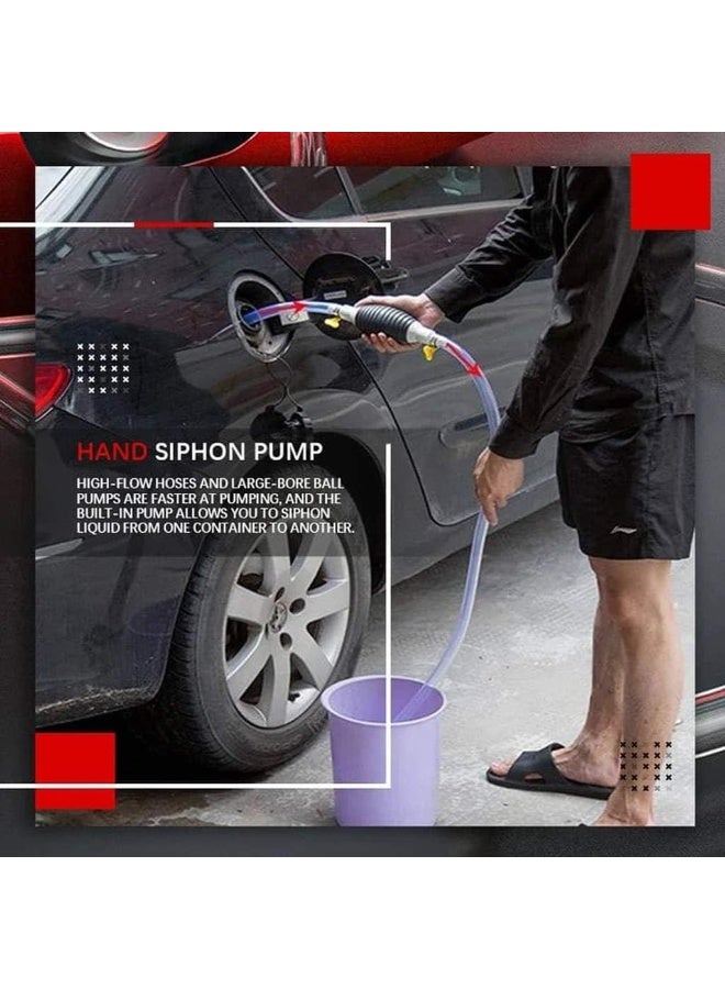 Car Fuel Tank Sucker Newest High Flow Siphon Hand Pump Portable Manual Car Fuel Transfer Pump For Gas Gasoline Petrol Diesel Oil Liquid Water Fish Tank With 2M Syphon Hose - Image 3