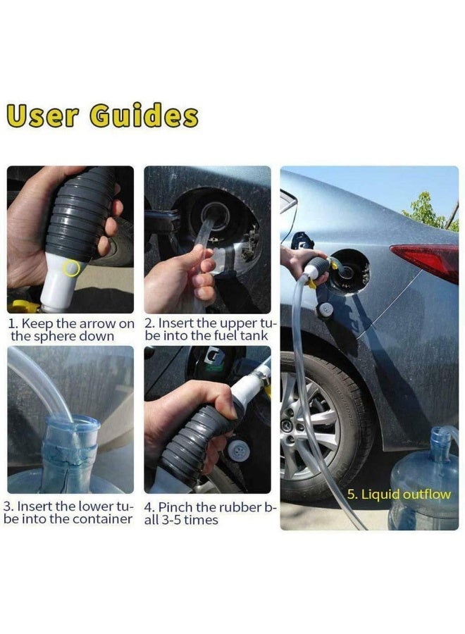 Car Fuel Tank Sucker Newest High Flow Siphon Hand Pump Portable Manual Car Fuel Transfer Pump For Gas Gasoline Petrol Diesel Oil Liquid Water Fish Tank With 2M Syphon Hose - Image 4