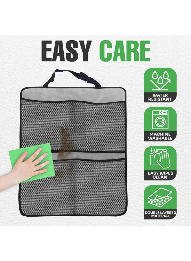lebogner Back Seat Cover for Kids + 4 Pocket Storage Organizer, 2 Pack Kick Mats Backseat Protector, Car Accessories Waterproof Kick Guard for Vehicles to Protect from Dirt, Mud & Scratches, Grey - Image 4