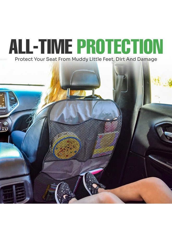 lebogner Back Seat Cover for Kids + 4 Pocket Storage Organizer, 2 Pack Kick Mats Backseat Protector, Car Accessories Waterproof Kick Guard for Vehicles to Protect from Dirt, Mud & Scratches, Grey - Image 2