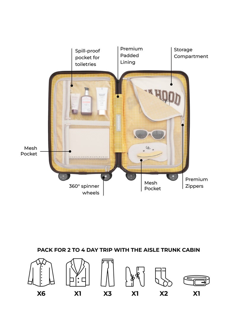 Mokobara The Aisle Trunk Cabin Luggage - Durable Polycarbonate Material | Cool Beans, Brown - Image 3