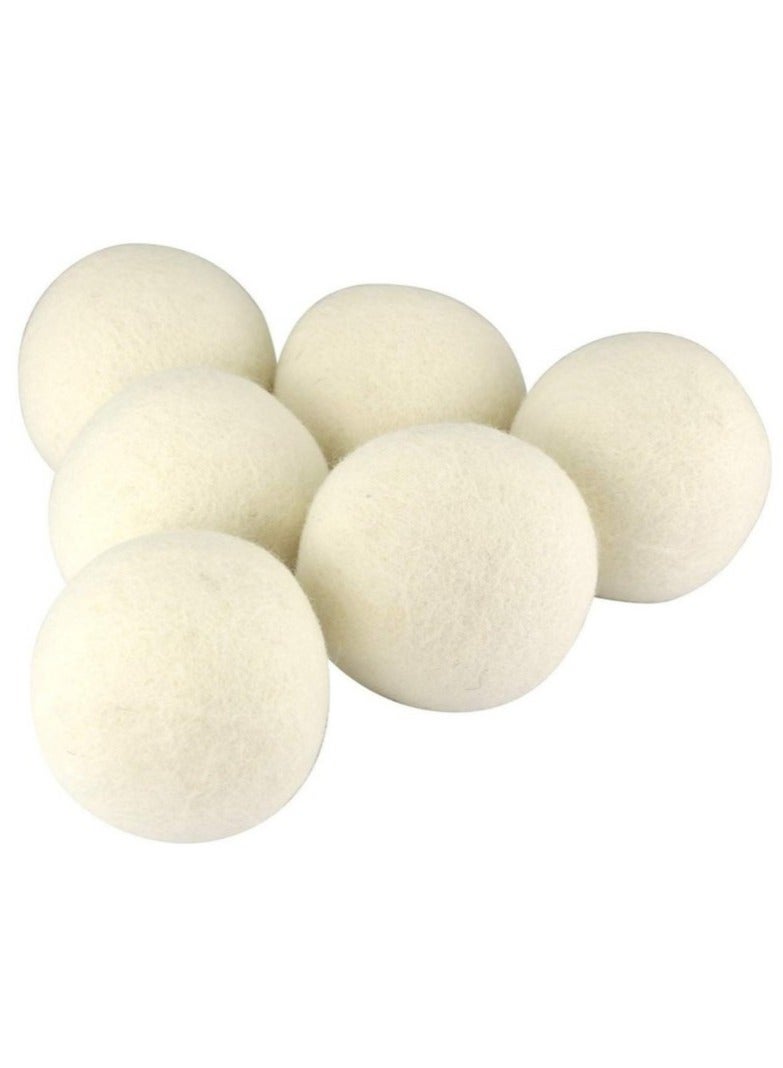 6-Piece Reusable Wool Dryer Ball Laundry Ball Set White - Image 1