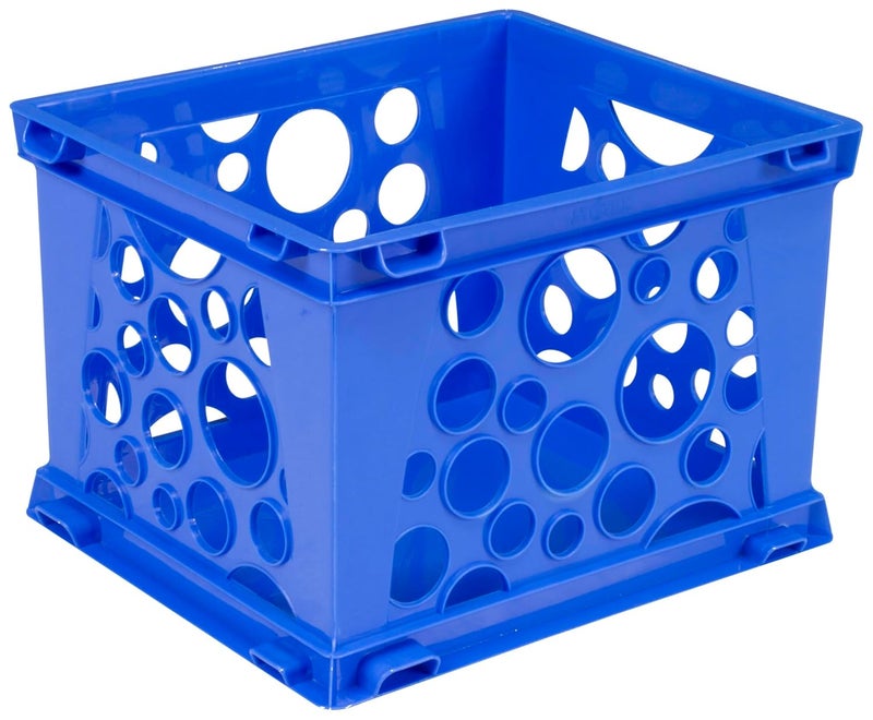 Mini Stackable Storage Crate, 9 x 7-3/4 x 6 Inches, Blueberry