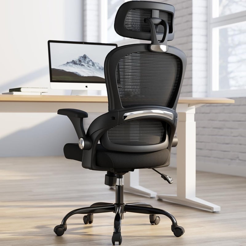 TRALT Office Chair - Ergonomic Office Chair with Back Support, Computer Chair - Home Office Desk Chairs, 330lbs Wide Seat Big and Tall Office Chairs with Headrest, Comfy Desk Chairs (Black) - Image 1