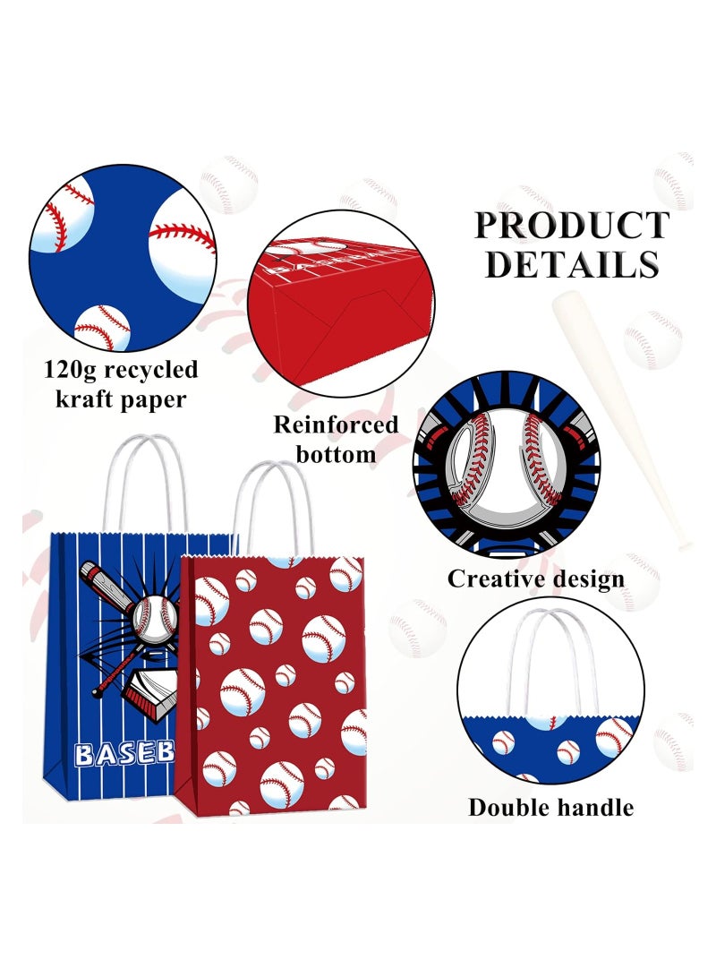 SOLARAE 16Pcs Party Bags Baseball Gift Bags Baseball Goodie Bags Baseball Birthday Party Supplies Baseball Theme Party Supplies with Handle Baseball Treat Bags Baseball Favor Bags - Image 3