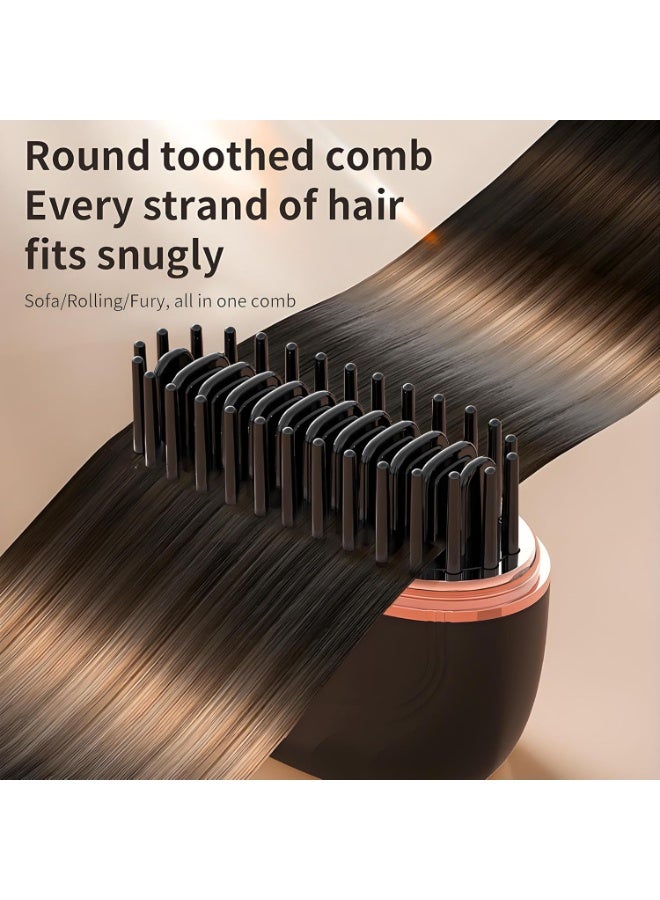 ATRJSZ Glambrushs Mini Hair Straightener,Rechargeable Wireless Portable Hair Straightener Brush,3-Speed Temperature Control,Mini Hair Straightener for Women,Idea for Home Travel (Black) - Image 3