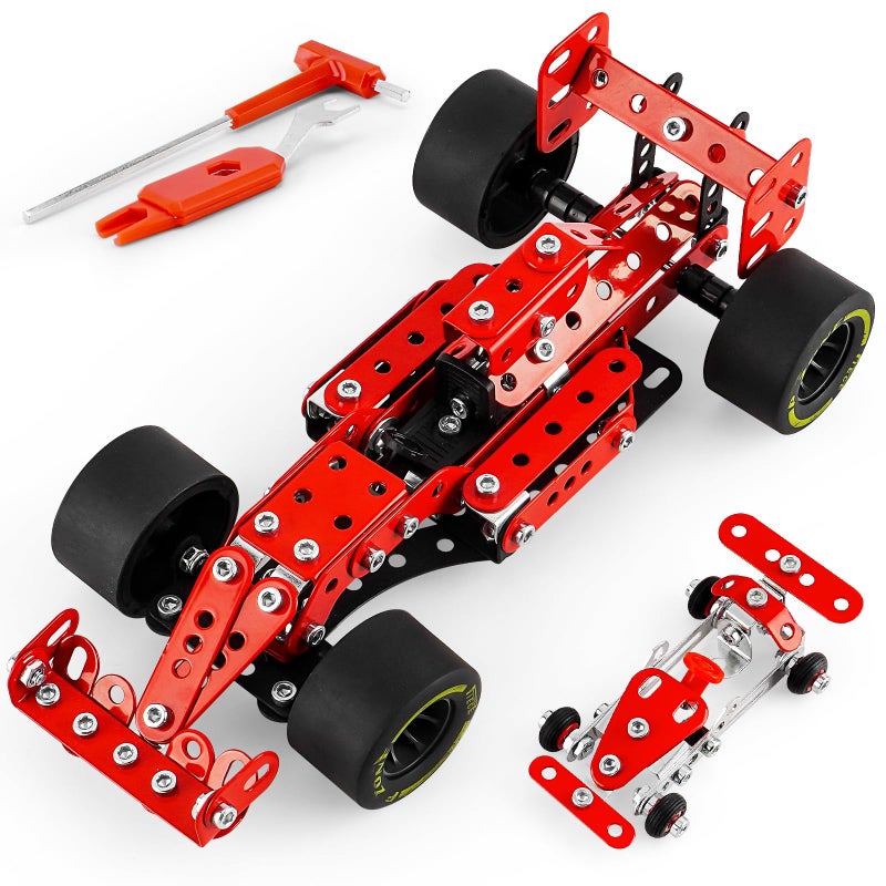PANPAPA Car Building Kits for Boys 812Building Cars Metal Erector SetRacing Car Building Kits for Boys 1215Assembly Red Vehicle Model for Kids Kids 8 Years Old260Pieces - Image 3