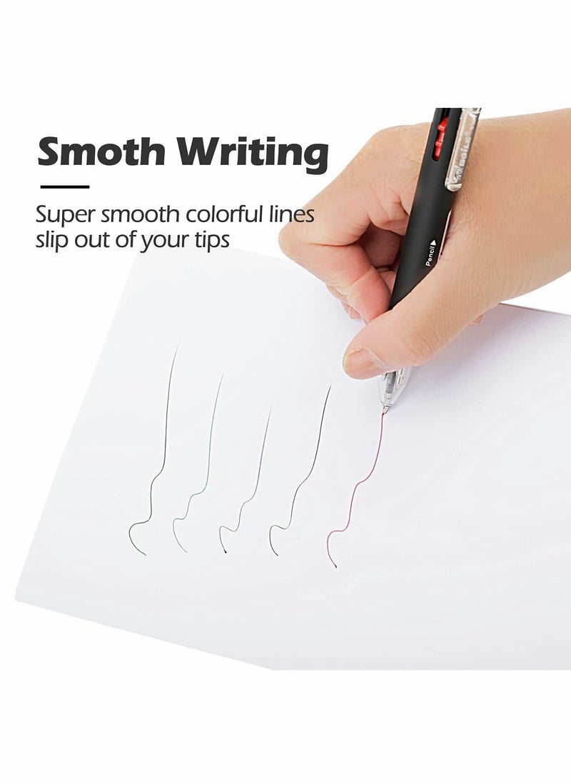 Y&D - Porous Point Pens, 6 in 1 Multifunctional Ballpoint Pens 5 Colors 0.7 mm Pen and 0.5 Mechanical Pencil One Pack of - Image 1