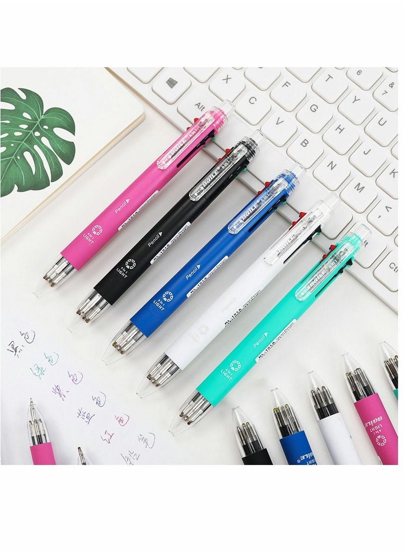 Y&D - Porous Point Pens, 6 in 1 Multifunctional Ballpoint Pens 5 Colors 0.7 mm Pen and 0.5 Mechanical Pencil One Pack of - Image 1