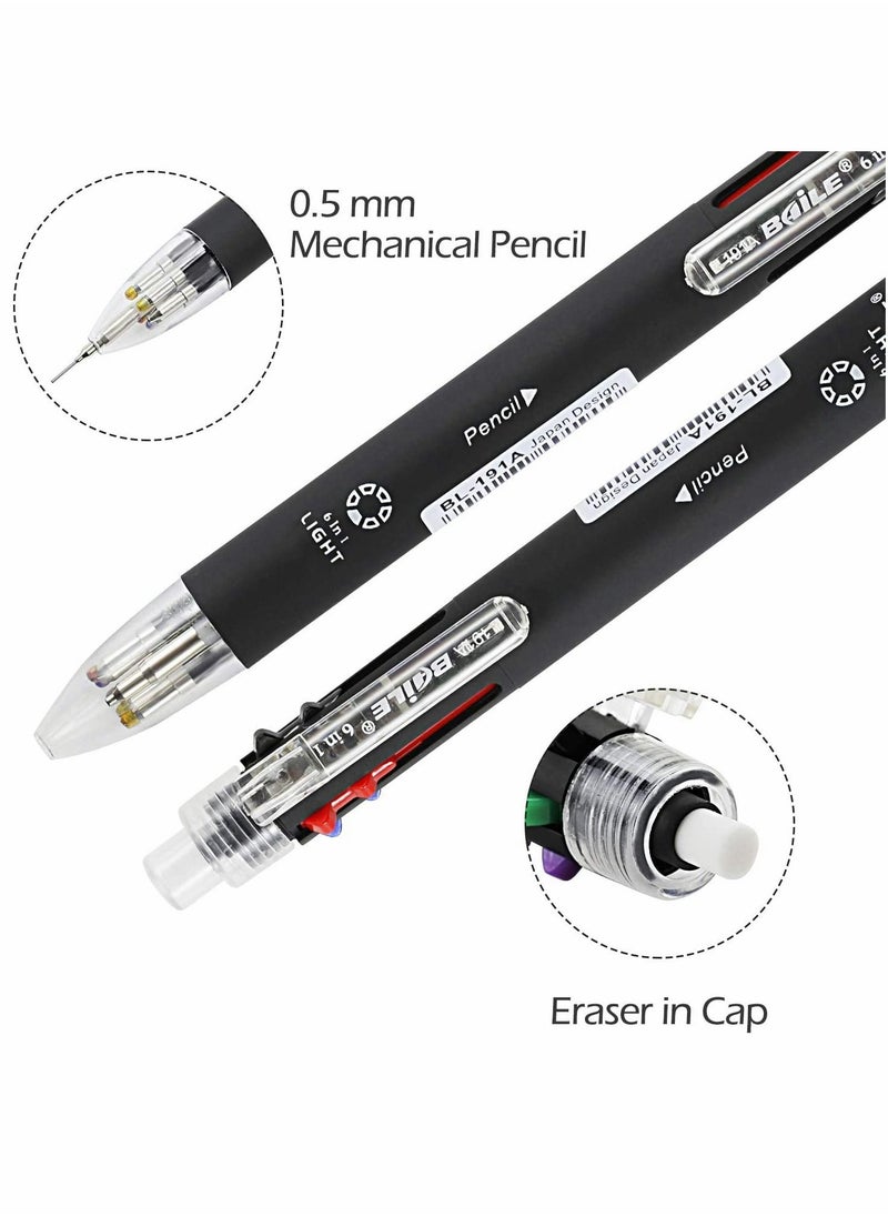 Y&D - Porous Point Pens, 6 in 1 Multifunctional Ballpoint Pens 5 Colors 0.7 mm Pen and 0.5 Mechanical Pencil One Pack of - Image 1