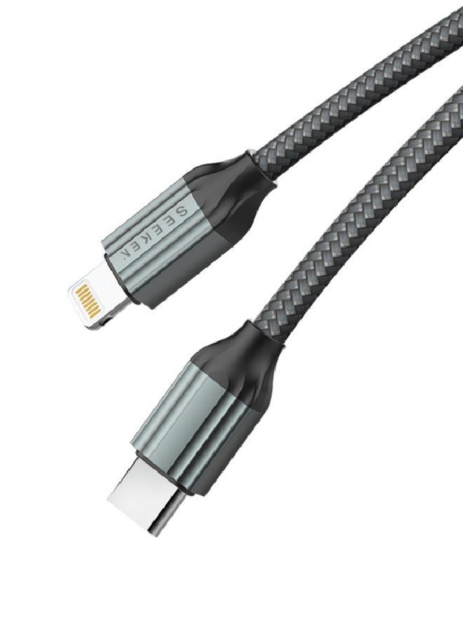 SEEKEN C TO IOS 20CM Charging Cable - Black | Fast Charging | Campatible with Iphone | Braided Cable | Premium Design | High-Quality. - Image 2