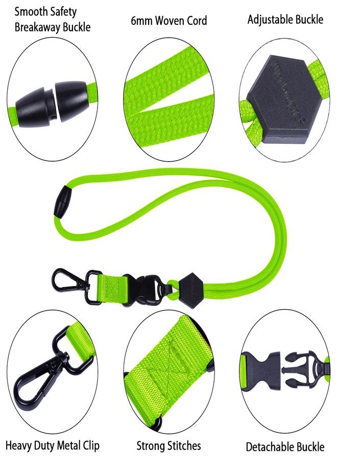 ويزدوم برو حبل تعليق دائري متين قابل للتعديل من Wisdompro بطول 23 بوصة مزود بمشبك أمان قابل للفصل، ومشبك قابل للفصل، وخطاف معدني شديد التحمل لحامل بطاقة الهوية والمفاتيح - أخضر نيون - Image 3