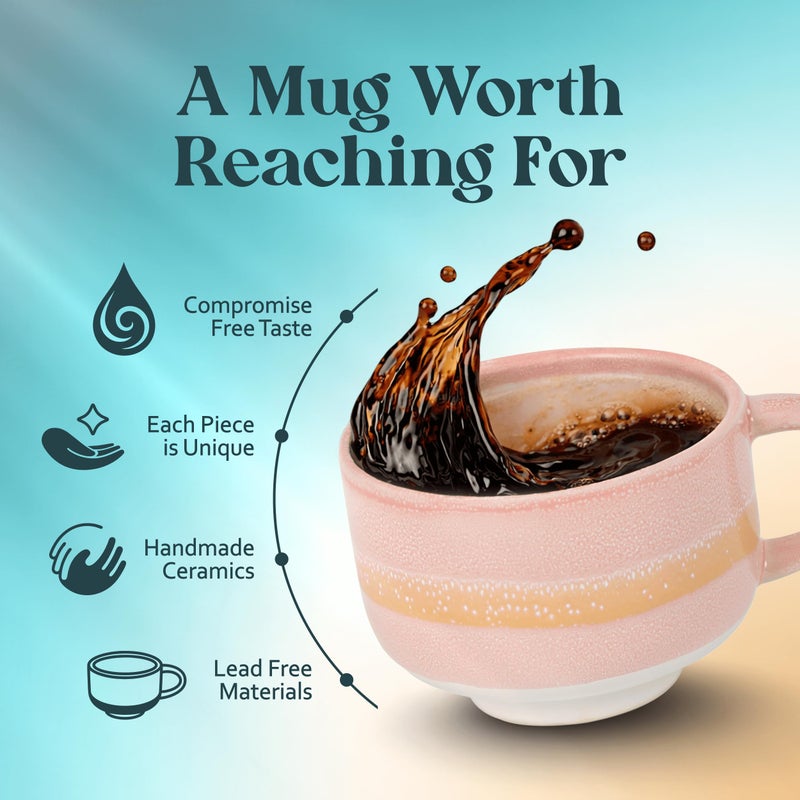 NOVA CERAMICS Ceramic Mug - Large Coffee Mug with Handle - 16 oz coffee cups - Microwave & Dishwasher Safe - Gifts For Women Men Him Her - 16oz - Afterglow - Image 3