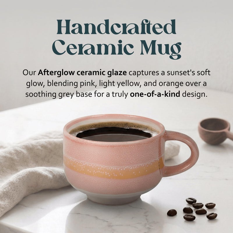 NOVA CERAMICS Ceramic Mug - Large Coffee Mug with Handle - 16 oz coffee cups - Microwave & Dishwasher Safe - Gifts For Women Men Him Her - 16oz - Afterglow - Image 2
