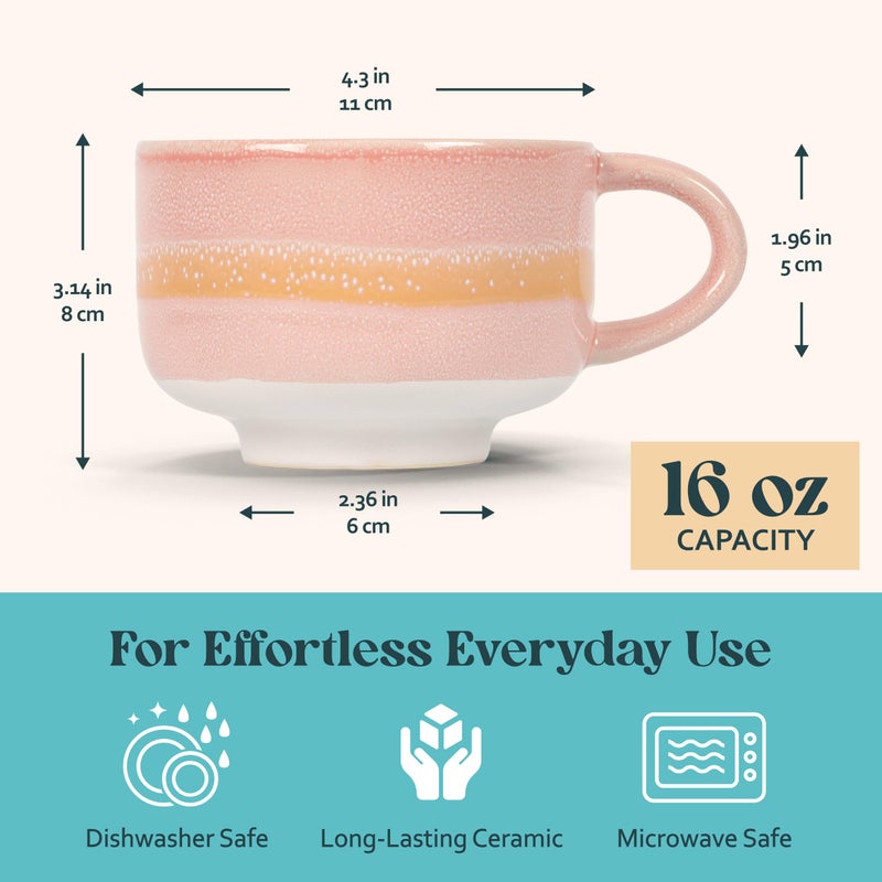NOVA CERAMICS Ceramic Mug - Large Coffee Mug with Handle - 16 oz coffee cups - Microwave & Dishwasher Safe - Gifts For Women Men Him Her - 16oz - Afterglow - Image 4