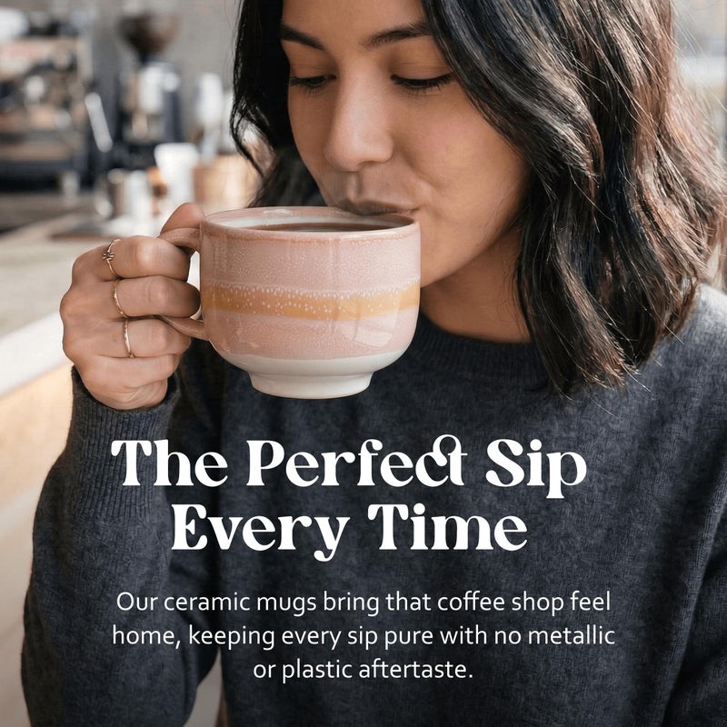NOVA CERAMICS Ceramic Mug - Large Coffee Mug with Handle - 16 oz coffee cups - Microwave & Dishwasher Safe - Gifts For Women Men Him Her - 16oz - Afterglow - Image 5