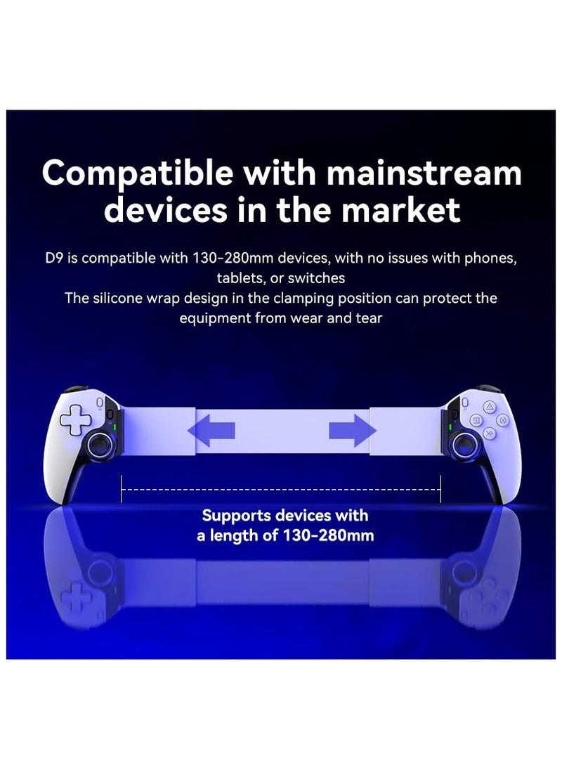 D9 Game Controller for iPhone iPad mini iOS MFi Android, Phone Tablet Wireless Gaming Controller Bluetooth Gamepad for PC Switch Xbox PS4 (not PS5), Hall Effects Joysticks with Linear Trigger