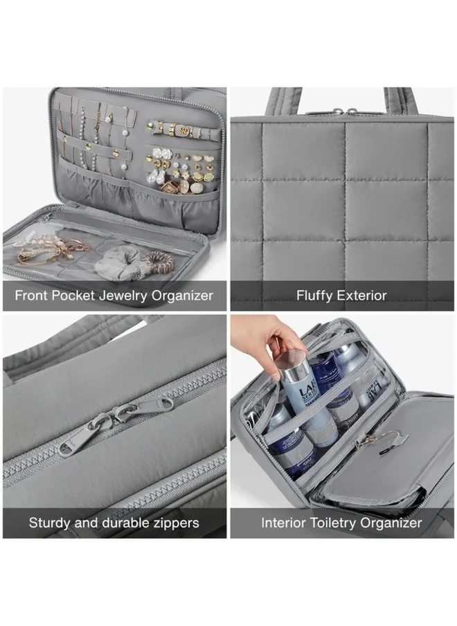 باج سمارت BAGSMART Grey Zora Spacesaver ExploreEase Puffy Multi-Functional Toiletry Bag