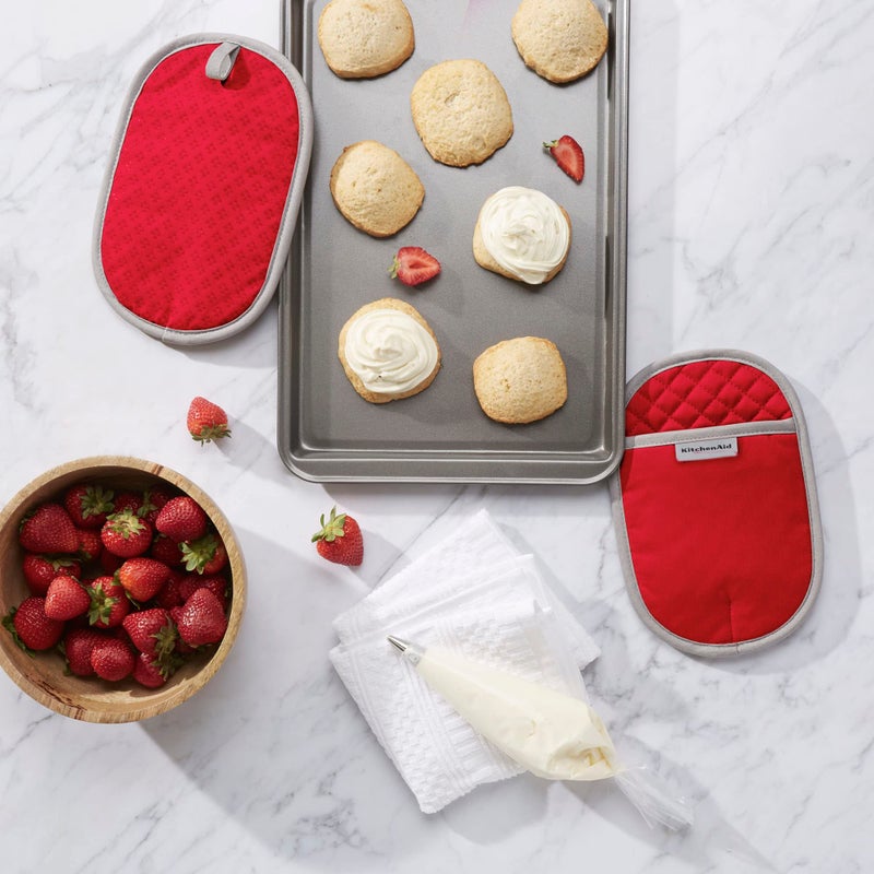 KitchenAid Asteroid Pot Holder 2-Pack Set  Fire Red  6.5""x10"" - Image 2