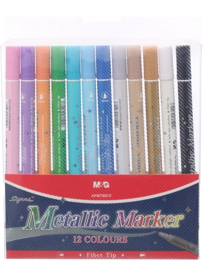 M&G Metallic Pen Fiber Tip Set, Vibrant Art Creations, Precision Tip, 12 Pens - Image 4