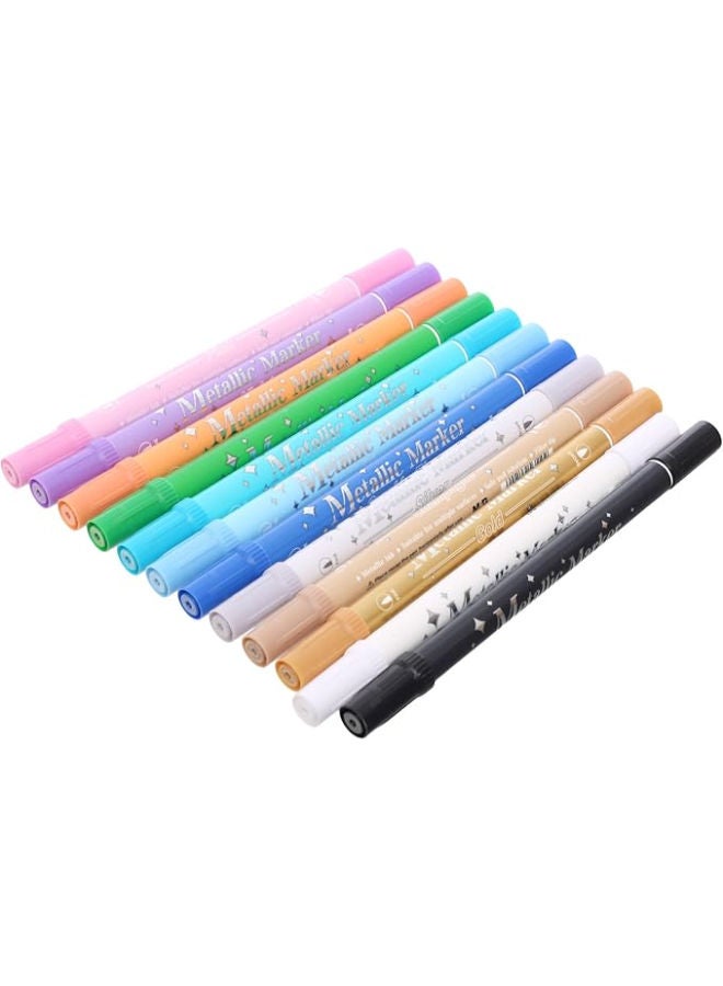 M&G Metallic Pen Fiber Tip Set, Vibrant Art Creations, Precision Tip, 12 Pens - Image 1