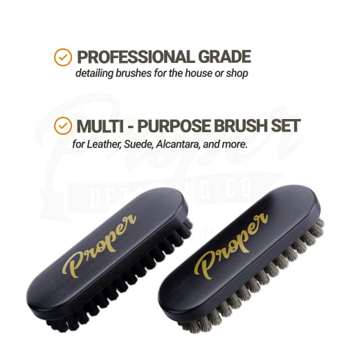PROPER DETAILING CO. Premium Horse Hair Leather Brushes Set for Car Detailing, Furniture & Upholstery - Professional Horsehair Cleaning Brush for Couch, Car Seats, Alcantara & Interior Surfaces - Image 4