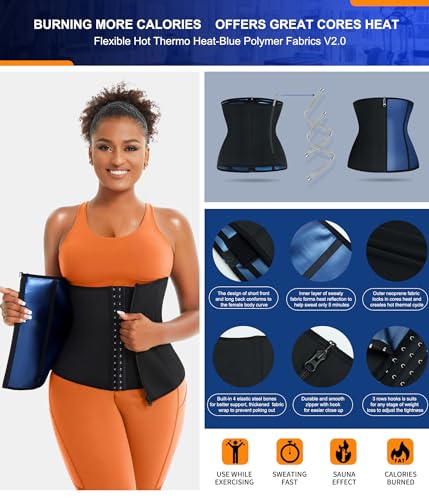 TrainingGirl مدرب الخصر TrainingGirl للنساء حزام خصر لتقليل البطن كورسيه لف البطن حزام تمرين عرق حزام رياضي بدلة ساونا - Image 2