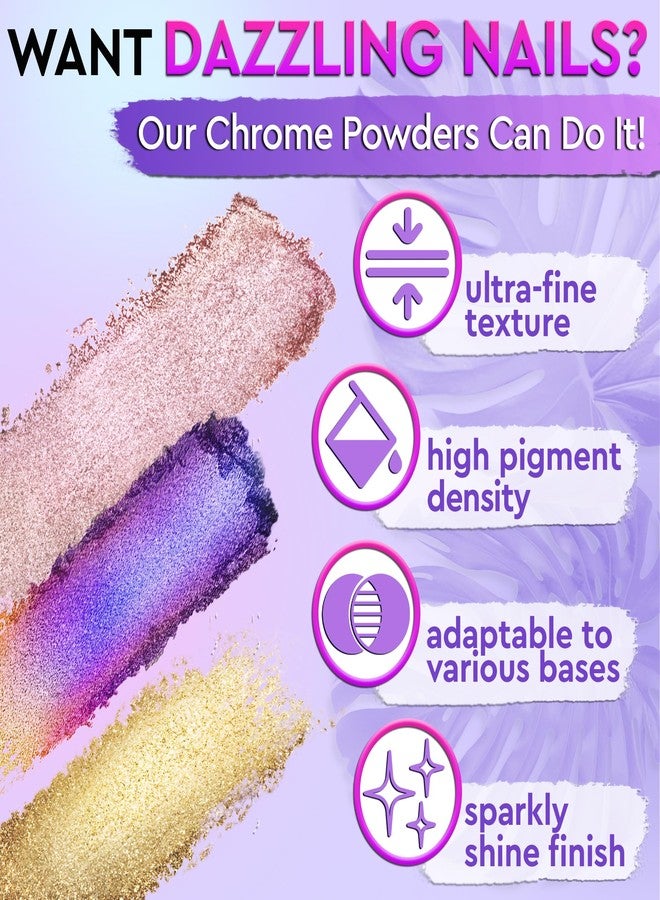ZOKLU Chrome Nail Powder Set - 16 Jars Chrome Powder for Nails Gold Chrome Nail Powder Kit Nail Chrome Powder for Gel Nails - Nail Glitter for Nail Art - Image 3