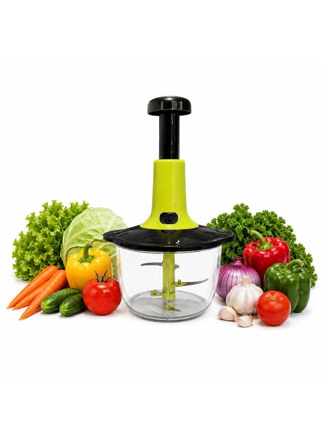 Toshionics Manual Food Processor Food Chopper 2.0L – Multifunctional Hand Push Vegetable Cutter with Stainless Steel Blades, Large Capacity Kitchen Chopper for Onion, Garlic, Meat and Salad - Image 1