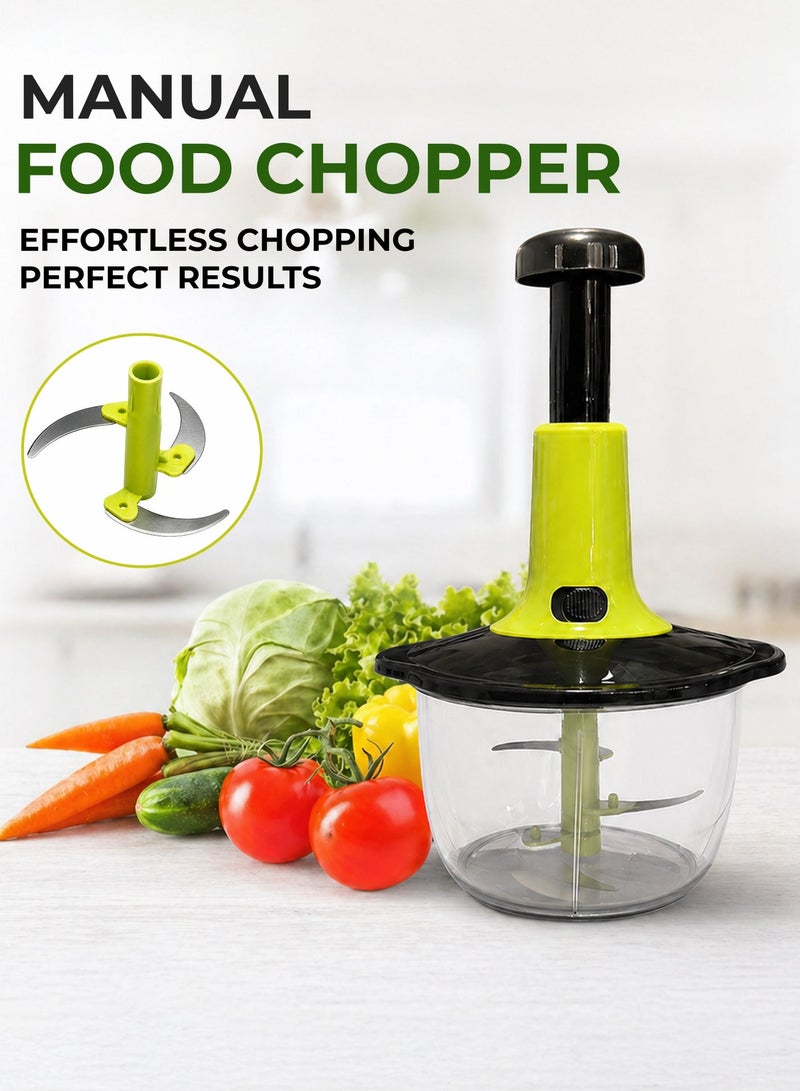 Toshionics Manual Food Processor Food Chopper 2.0L – Multifunctional Hand Push Vegetable Cutter with Stainless Steel Blades, Large Capacity Kitchen Chopper for Onion, Garlic, Meat and Salad - Image 2