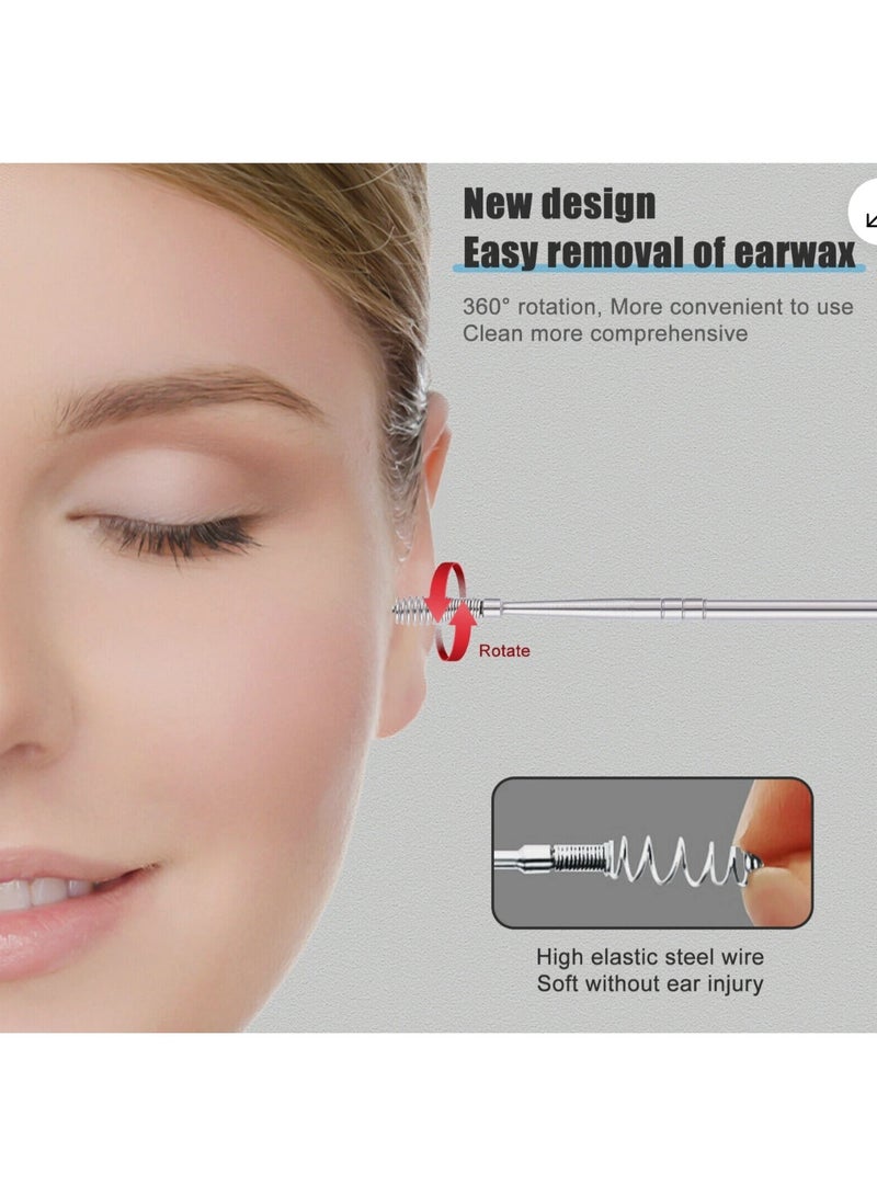 6-in-1 Earwax Removal Kit, Ear Pick Ear Cleansing Tool Set, Stainless Steel Ear Curette Spiral Ear Wax Remover Tool with Storage Bag - Image 5