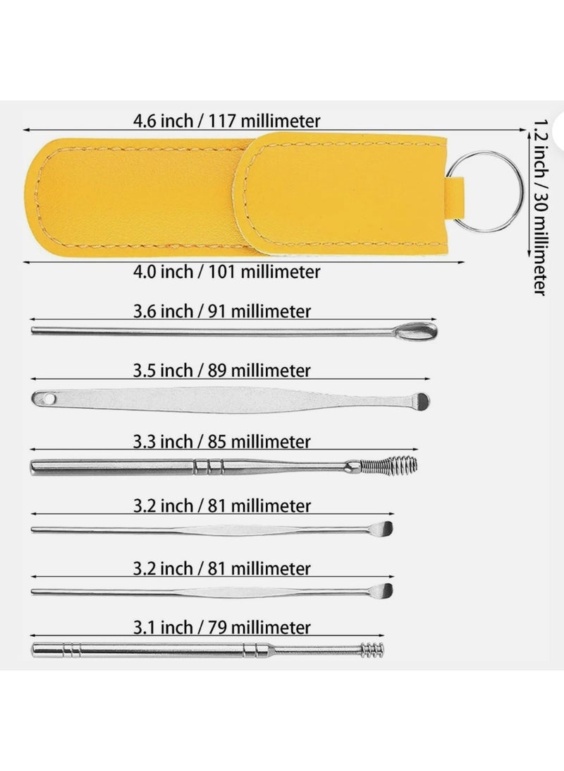 6-in-1 Earwax Removal Kit, Ear Pick Ear Cleansing Tool Set, Stainless Steel Ear Curette Spiral Ear Wax Remover Tool with Storage Bag - Image 2