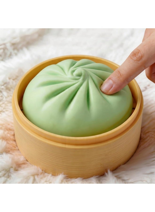 squishy 4Pcs Mini Dumpling Squishy, Glitter Dumpling Squishy Mystery Box, Dumpling Stress Ball Fidget Sensory Toy with Mini Food Steamer, Easter Basket Stuffers for Adults - Image 5