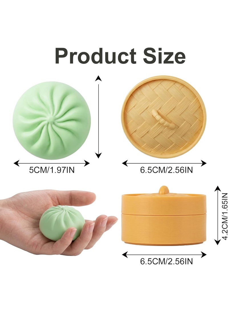 squishy 4Pcs Mini Dumpling Squishy, Glitter Dumpling Squishy Mystery Box, Dumpling Stress Ball Fidget Sensory Toy with Mini Food Steamer, Easter Basket Stuffers for Adults - Image 3
