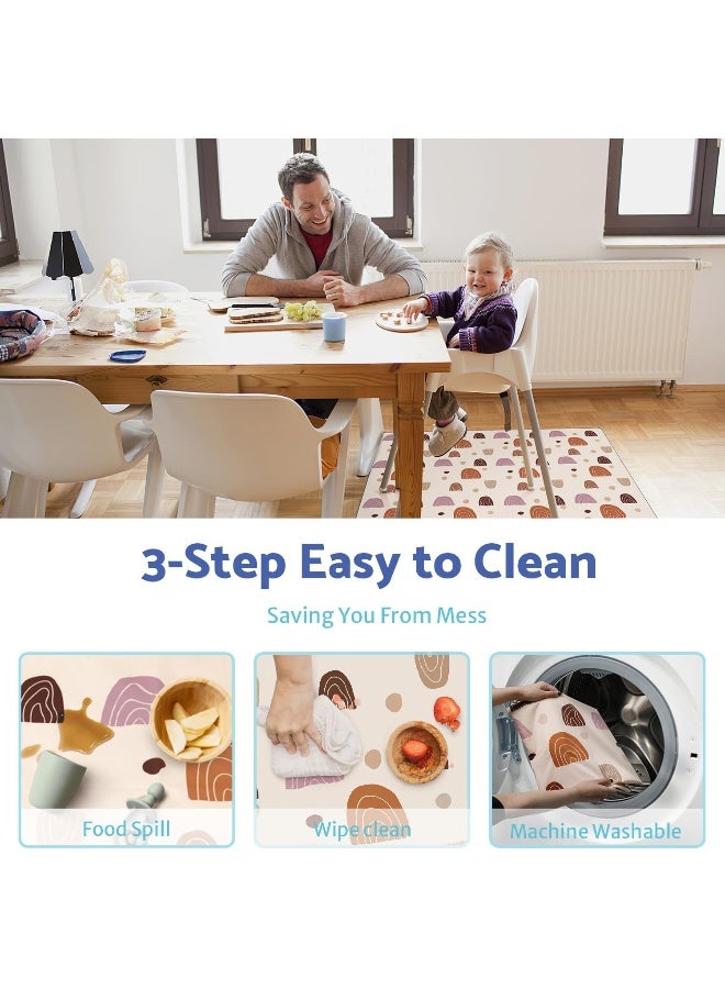 Blissful Diary Baby Splat Mat for Under High Chair, 51 x 51 Inch Boho Splash, Waterproof and Washable Spill Mat, Anti-Slip Floor Protector - Image 5